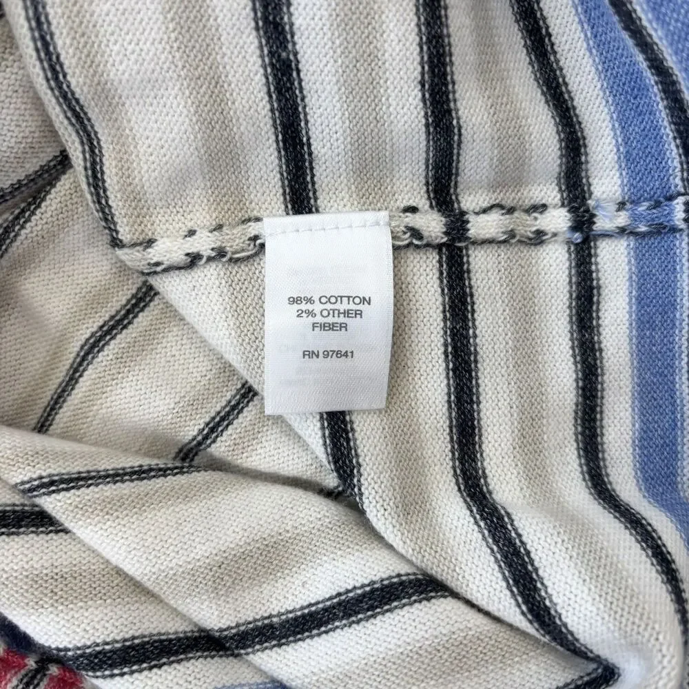 J.Jill Womens Striped Lightweight Sweater Size L Blue Red Coastal Classic USA - Picture 6 of 10